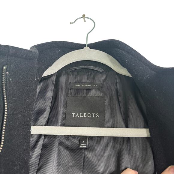 Talbots Italian Wool Blend Stadium Coat Zip Up Size 6 Black Longline Classy - Picture 6 of 16